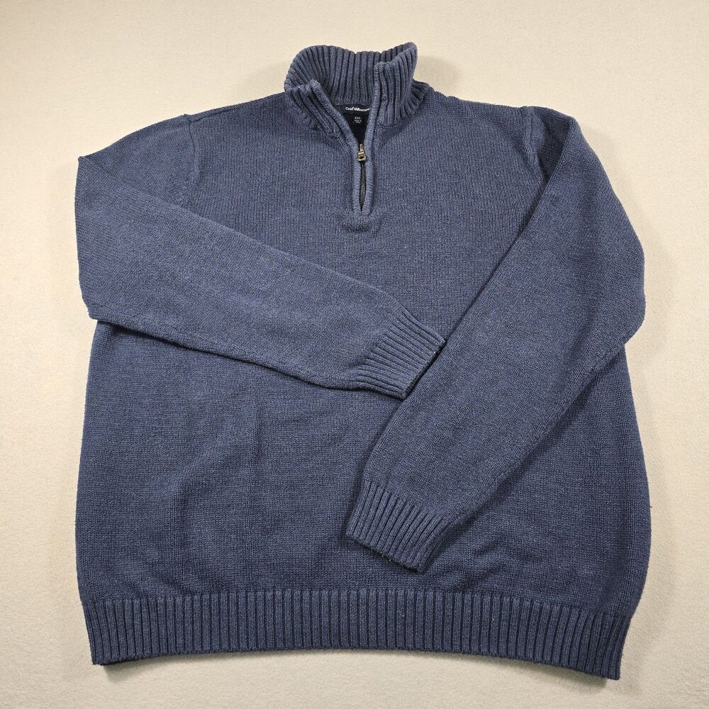 Croft & Barrow Men's 2XL Blue 1/4 Zip Mock Neck Pullover Knit Sweater